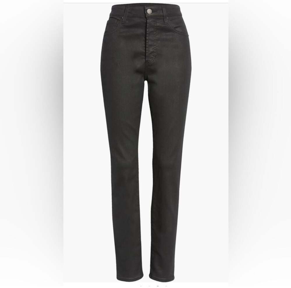 AG Adriano Goldschmied Alexxis Slim High Rise Coated Jeans in Blackboard Black